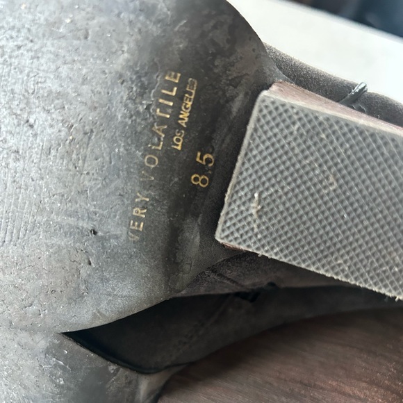 (SZ 9 PLEASE READ) Very Volatile Whitby Charcoal Suede Leather Wedge Booties - Picture 14 of 16